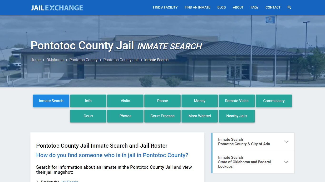 Inmate Search: Roster & Mugshots - Pontotoc County Jail, OK