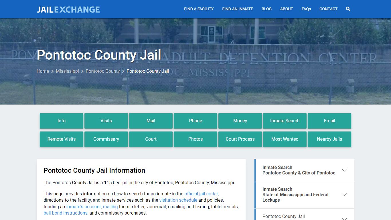 Pontotoc County Jail, MS Inmate Search, Information